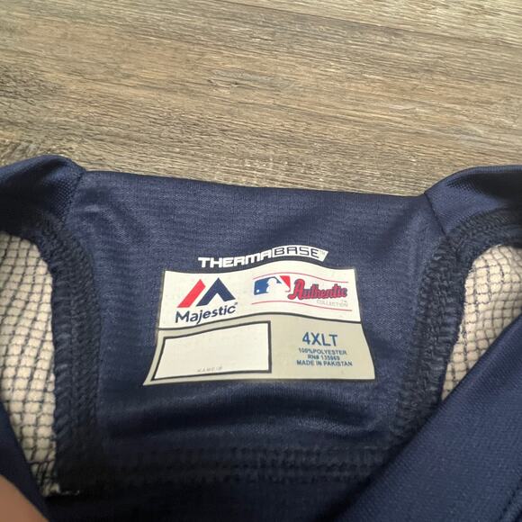 Majestic‎ Thermabase Boston Red Sox Navy Blue Gray Mens 4XLT Long Sleeve Shirt - Picture 3 of 5